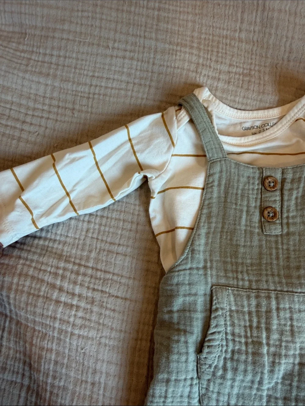 Sage Muslin Kids Overalls Set - Unbranded